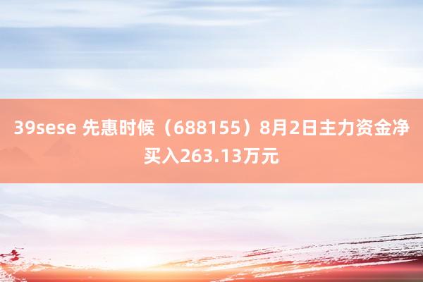 39sese 先惠时候（688155）8月2日主力资金净买入263.13万元