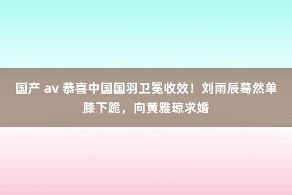 国产 av 恭喜中国国羽卫冕收效！刘雨辰蓦然单膝下跪，向黄雅琼求婚