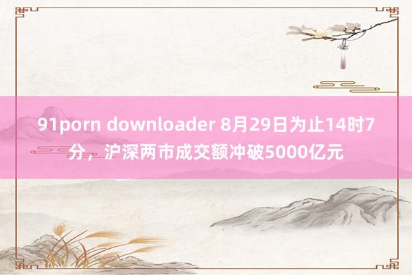 91porn downloader 8月29日为止14时7分，沪深两市成交额冲破5000亿元