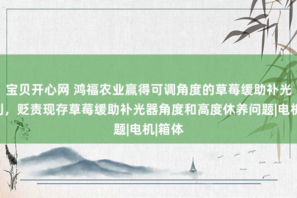 宝贝开心网 鸿福农业赢得可调角度的草莓缓助补光器专利，贬责现存草莓缓助补光器角度和高度休养问题|电机|箱体