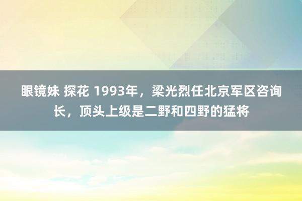 眼镜妹 探花 1993年，梁光烈任北京军区咨询长，顶头上级是二野和四野的猛将