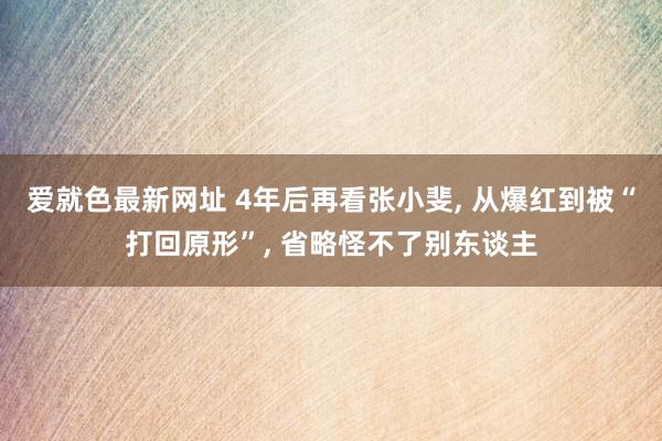 爱就色最新网址 4年后再看张小斐, 从爆红到被“打回原形”, 省略怪不了别东谈主