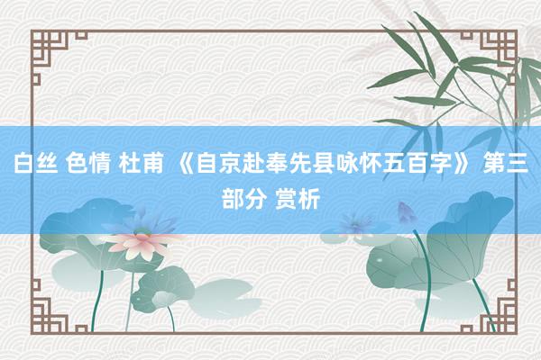 白丝 色情 杜甫 《自京赴奉先县咏怀五百字》 第三部分 赏析